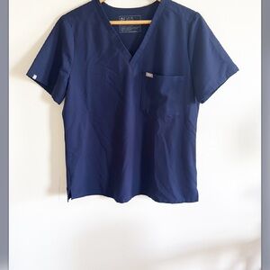 Figs Scrubs top Large technical collection blue vneck short sleeves chest pocket